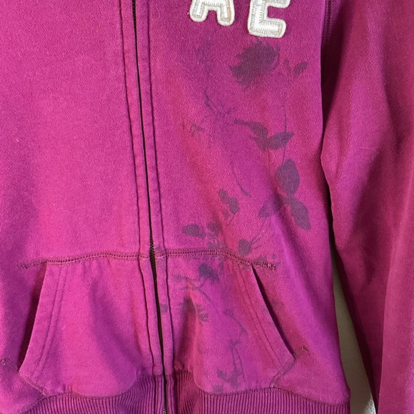 American Eagle Womens Small Zip Up Hooded Graphic Jacket Y2K Casual - Picture 4 of 7